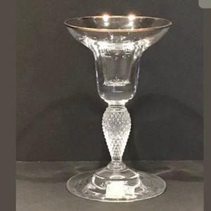 MIKASA 5" Crystal Candlestick Holder Gold Trim On Rim NWT